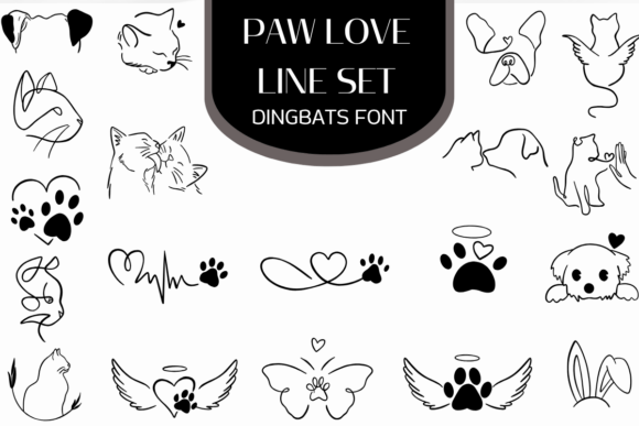 Paw Love Line Set Font - Featured Image